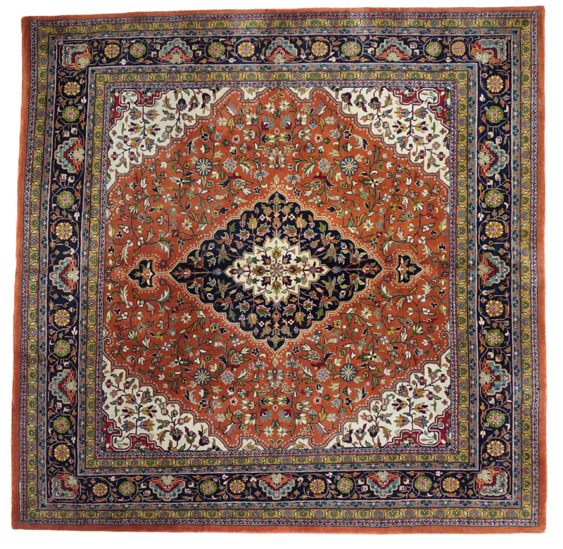 Vintage Tabriz Design Indian Rug