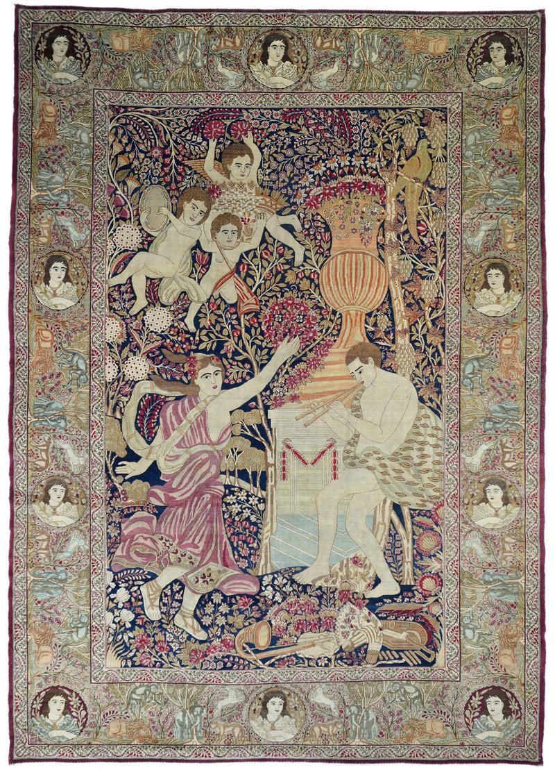 Antique Kerman Pictorial Rug 7'5'' x 10'4''
