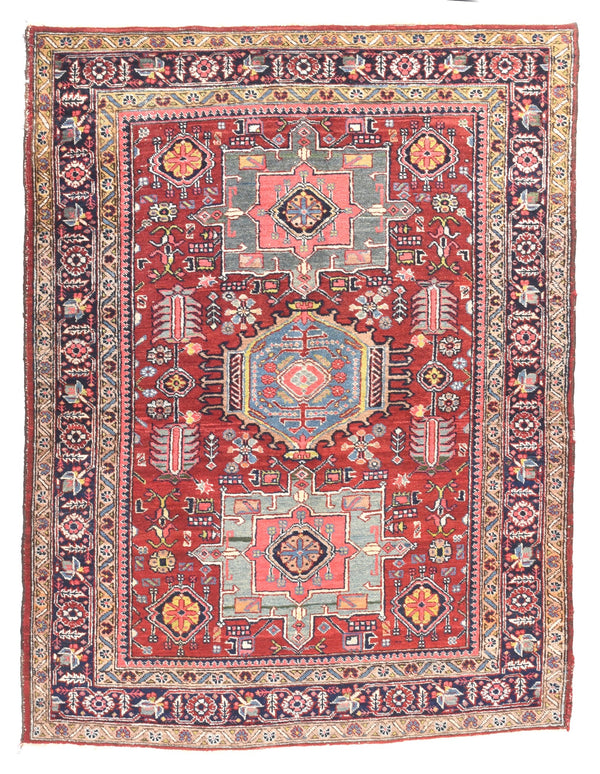 Persian Heriz Wool on Cotton 4'6''x5'9''