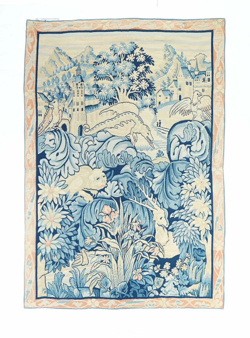Vintage Belgium Verdure Design Tapestry 4'2''x 6'1''