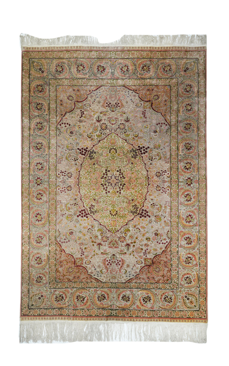 Turkish Hereke Silk & Metal on Silk 6'11'' x 10'3''