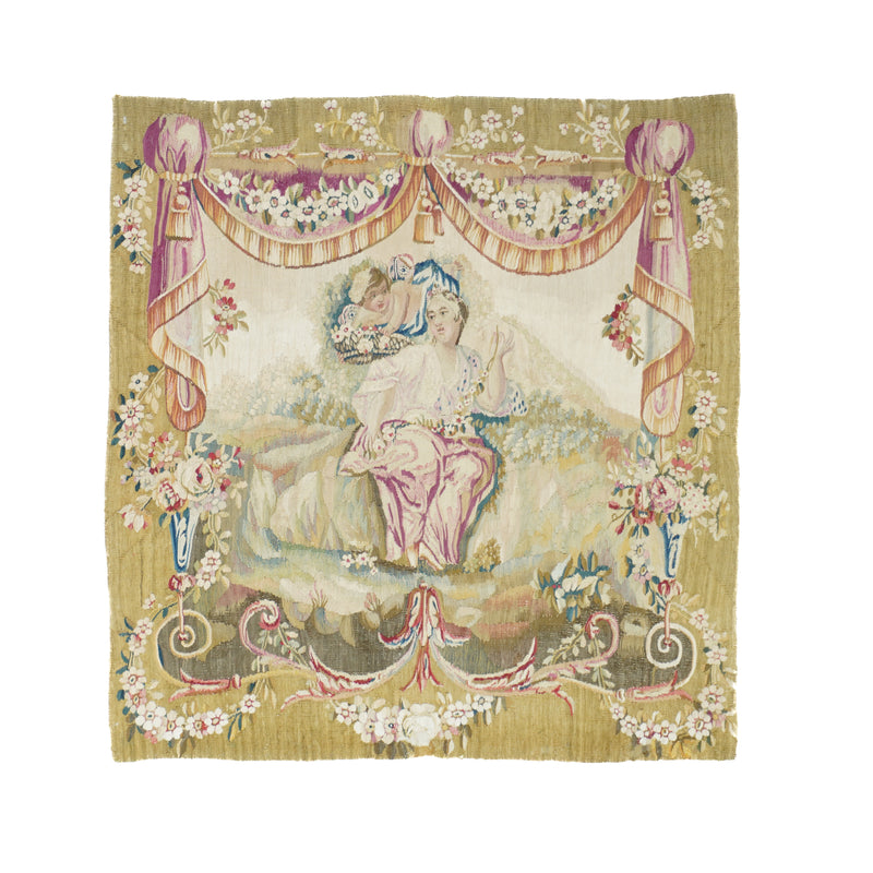 Antique French Aubusson Tapestry 2'7'' x 2'9''