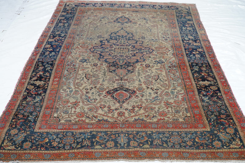 Antique Mohtasham Kashan Rug 4'5'' x 6'10''