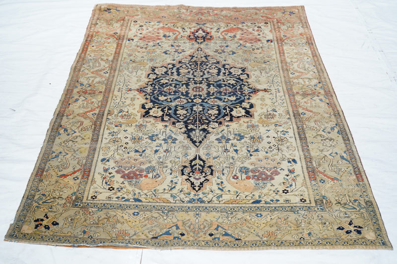 Antique Mohtasham Kashan Rug 4'4'' x 6'7''