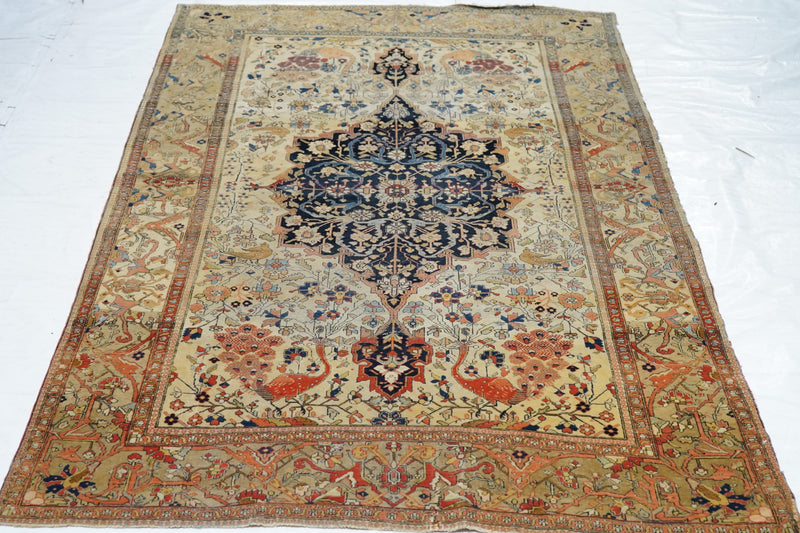 Antique Mohtasham Kashan Rug 4'4'' x 6'7''