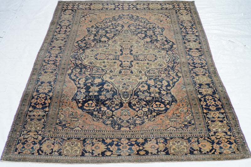 Antique Mohtasham Kashan Rug 4'4'' x 6'7''