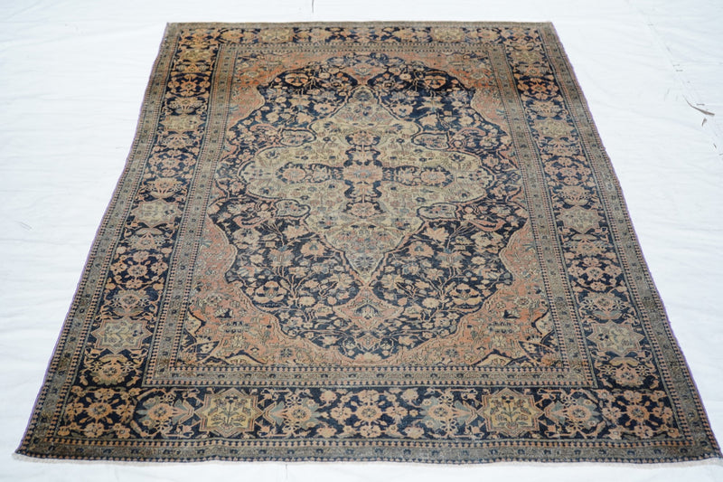 Antique Mohtasham Kashan Rug 4'4'' x 6'7''