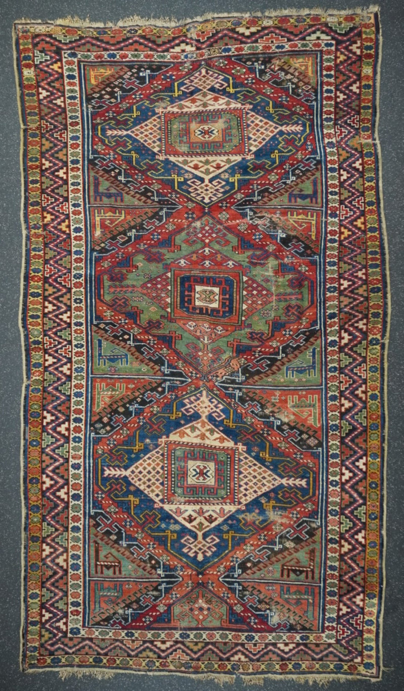 Antique Kurdish Kazak Rug 5'5'' x 9'10''