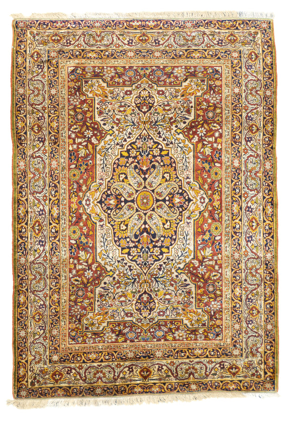 Persia Silk Kerman Silk on silk 4'5''x6'3''