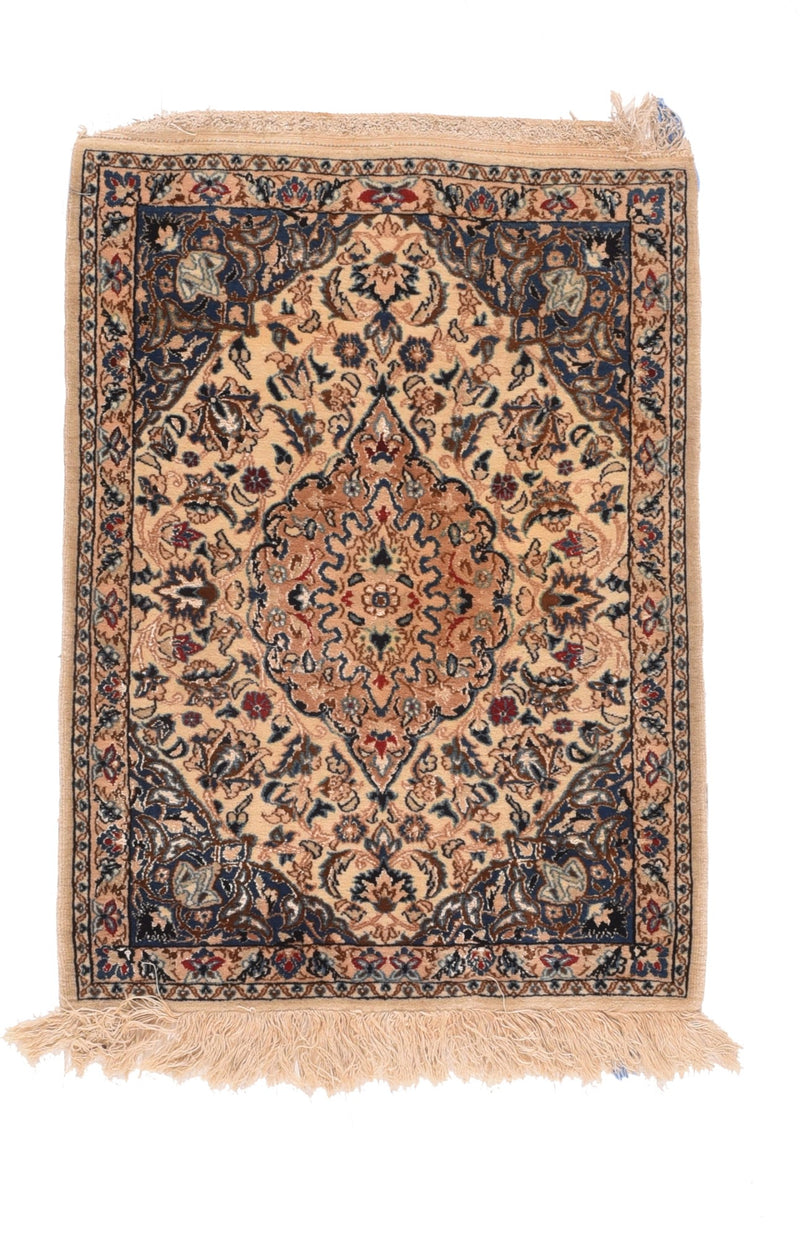Persian Nain Wool & Silk on Cotton 1'8'' x 2'4''