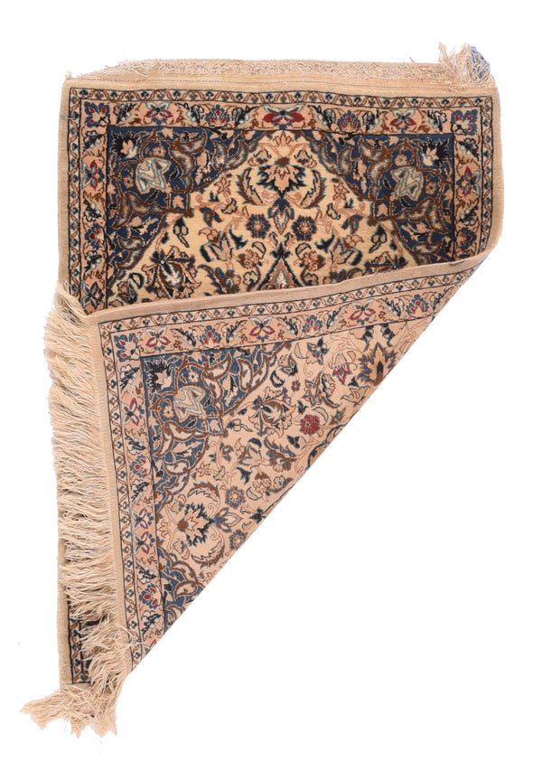 Persian Nain Wool & Silk on Cotton 1'8'' x 2'4''