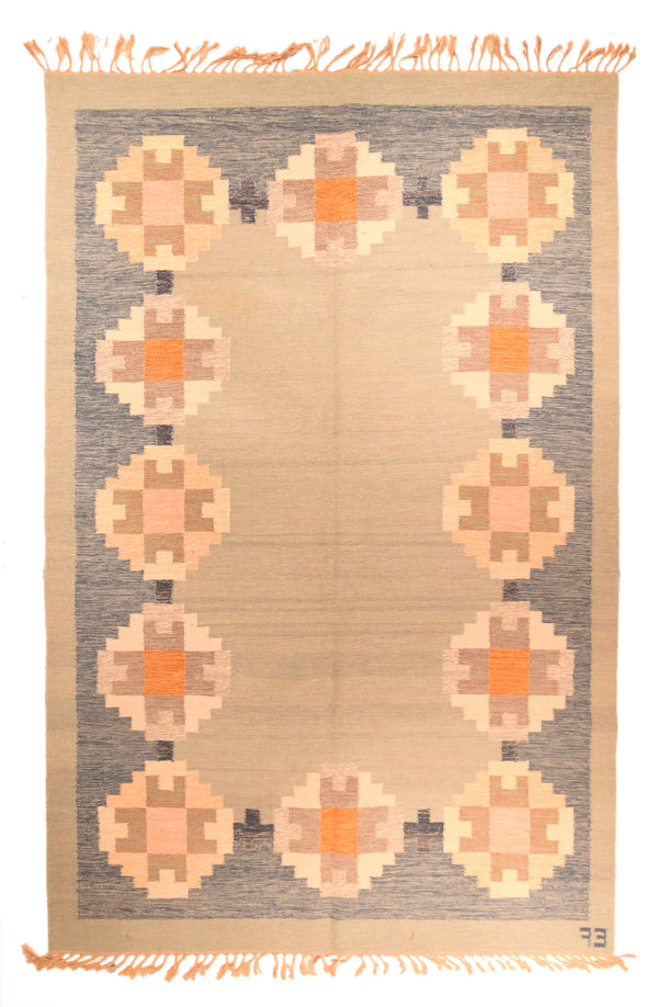 Swedish Kilim Wool on Cotton 6'9''x10'