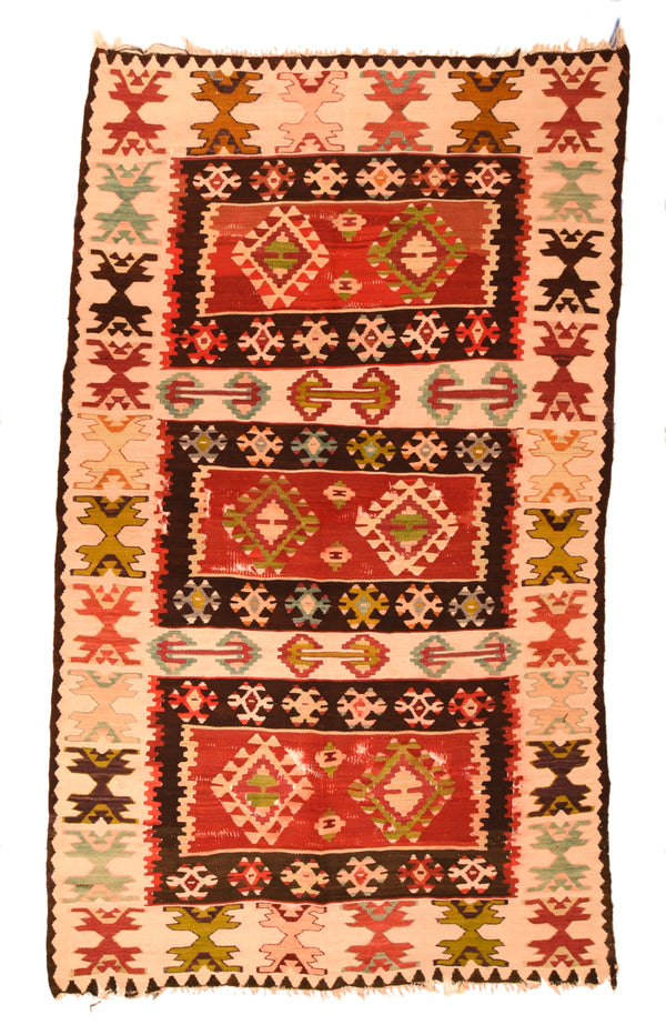 Turkish Kilim Wool on wool 4'x7'