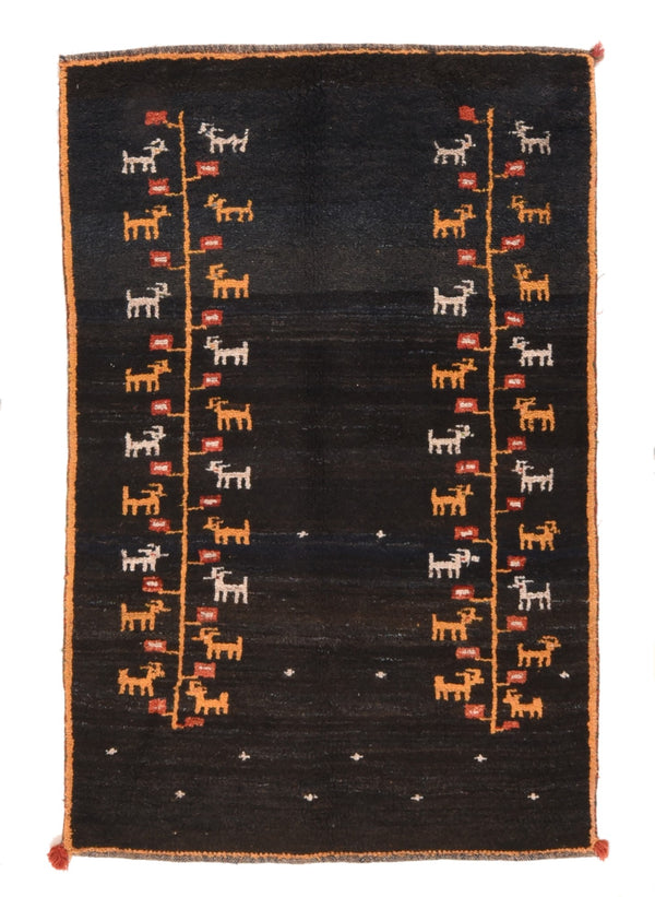 Iran Persian Gabbeh Wool on wool 3'9''x5'9''